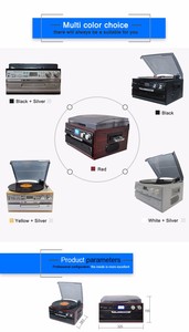 Lecteur de disques vinyles rétro 6 en 1, <span class=keywords><strong>ancien</strong></span> lecteur de cassettes CD, tourne-disques, radio AM FM, phonographe, gramophone, 3 vitesses - Product Image 4