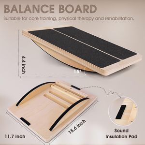 Tabla de Equilibrio de Madera 30x40cm con Superficie Antideslizante para Gimnasio en Casa, Entrenamiento Físico y Rehabilitación - Product Image 2