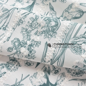 Tissu brodé ajouré en gros, Tissu <span class=keywords><strong>Toile</strong></span> <span class=keywords><strong>de</strong></span> <span class=keywords><strong>Jouy</strong></span>, Tissu polyester brodé floral vintage pour robe - Product Image 2