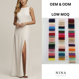 Vestido Maxi <span class=keywords><strong>Nina</strong></span> 2026 de Satén Borgoña con Corte A para Dama de Honor, Escote en V, Sin Espalda, Cintura Imperio, Tallas Grandes, Transpirable y Antiestático - Product Image 1