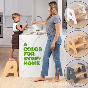Cross-border household wooden children's shoe changing <b>stool</b>, washbasin countertop wooden footrest <b>stool</b>, <b>bathroom</b> shower - Product Image 4