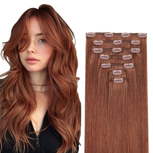 Extensions de cheveux humains brésiliens vierges 100% Remy, naturelles, lisses et ondulées, à clips, sans nœuds, sans perte, 8 à 30 pouces, vente en gros - Product Image 1
