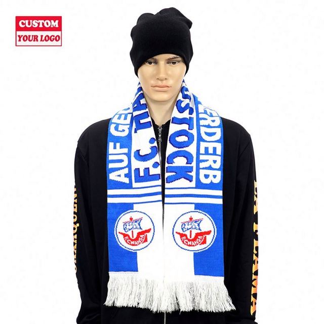 Logo Knitted Jacquard Woven Soccer Team Fans National Flag Sports Events Winter Scarves Custom Acrylic Scarf Football