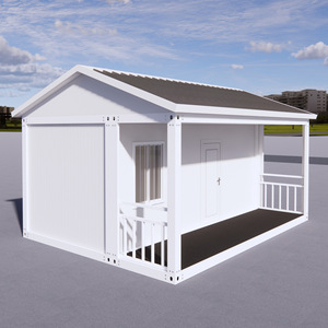 Maison conteneur rectangulaire, une chambre avec véranda, toit à pignon, espace de vie extérieur, design moderne - Product Image 1