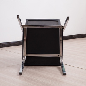 Conference <b>Chair</b> Mesh Back Black Fabric Stackable No Armrests Electroplated Frame JM-5370 - Product Image 3