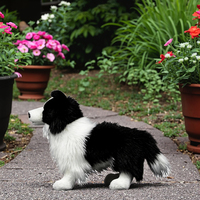 Peluche personnalisée Border Collie - Jouet réaliste en coton PP noir à poils longs, rembourré en polyester, 15 pouces