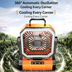 Ventilador portátil recargable para acampar, 4 velocidades, 360 °   Luz LED Giratoria, Plegable y Colgante, Batería de Larga Duración para Senderismo - Product Image 5