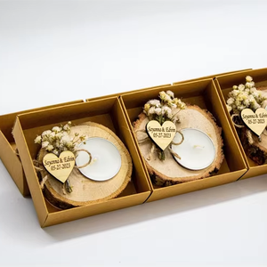 Rustic Custom Eco-Friendly Handmade Wedding Favors Shower Birthday Gifts Wooden <strong>Tealight</strong> Candle <strong>Holder</strong> for Guests - Product Image 6