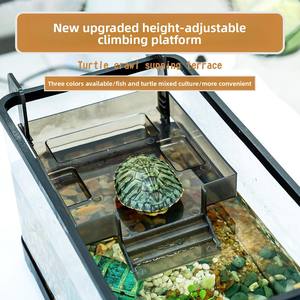 Support de bain rectangulaire créatif populaire pour tortues avec rampes <span class=keywords><strong>d</strong></span>'escalade, île flottante et escaliers pour l'aménagement paysager des aquariums - Product Image 6
