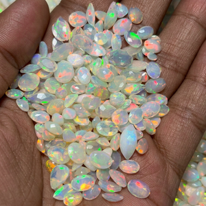 Natural White Opal Loose Gemstones Mixed Shapes Oval Cut Color Play Faceted <b>Stones</b> For Jewelry Making - Product Image 1