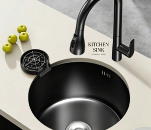 Évier encastré rond noir <span class=keywords><strong>mini</strong></span>, en acier inoxydable, pour cuisine, bar et îlot, lavabo pour se laver les mains - Product Image 5