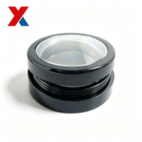 Bouchons à vis en plastique noir avec fenêtre transparente visible, fermetures de bouteilles en PP pour pots de crème cosmétique, marque OEM/ODM CN/FUJ