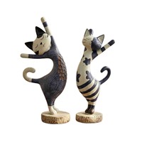 Italienischer Harz-Katzen-Ornament im Vintage-Stil für Wohnzimmer, Eingangsbereich, TV-Schrank – Hochwertige Nischen-Dekoration für Ihr Zuhause im Mid-Century-Look
