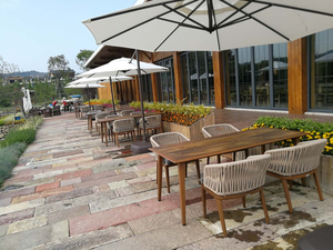 Juego de mesa y silla de comedor de mimbre/ratán sintético impermeable para jardín al aire libre para uso en el patio de Park Villa - Product Image 3