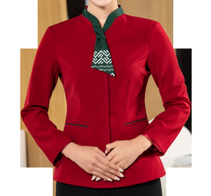 OEM sergé manches longues hôtel femmes réceptionniste femme de ménage uniformes <span class=keywords><strong>restaurant</strong></span> hommes veste de chef pour la cuisine - Product Image 3