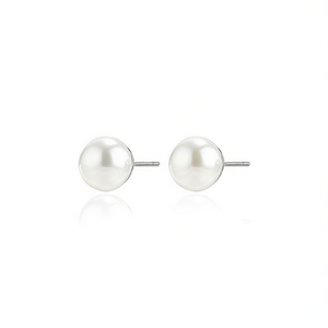 Boucles d'oreilles clous Amy Amy en argent 925 avec perles de culture blanches rondes de qualité AAA, classiques pour un usage quotidien, bijoux pour femmes - Product Image 1