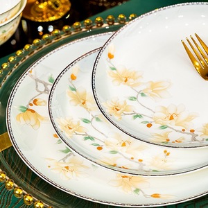 Gia Đình Lớn Bộ Đồ Ăn Bằng Gốm Đặt Tấm Món Ăn Kết Hợp Món Quà Vàng Hoa Xương Sứ Bát Đũa Bộ Đồ Ăn Đặt - Product Image 3