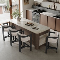 Chaise de bar rembourrée moderne, tabouret de comptoir nordique, tabouret de bar en bois massif, chaise contemporaine pour îlot de cuisine ou restaurant