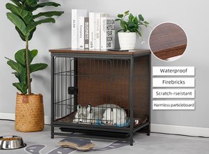 Paslanmaz çelik ve ahşap Pet köpek kafesi çok katmanlı tepsi ile istiflenebilir nefes ve katı desen - Product Image 5