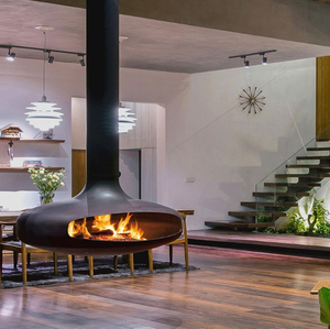 Cheminée suspendue au plafond de style <span class=keywords><strong>moderne</strong></span>, en acier, pour foyer à bois, foyer rotatif flottant - Product Image 2