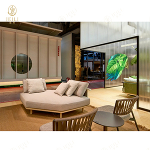 Factory Direct Hotel Ensemble de canapés d'extérieur en aluminium en forme de L pour patio et salon en teck - Product Image 4
