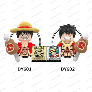 DY601 DY602 Anime Jepang klasik bata topi jerami bajak laut Kapten monyet D Luffy pendidikan blok bangunan hadiah mainan anak-anak