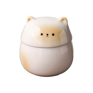 MSH Boîte à thé en céramique en forme d'ours mignon avec accents dégradés rose pâle, petit pot de rangement hermétique pour thé en vrac et collations - Product Image 6