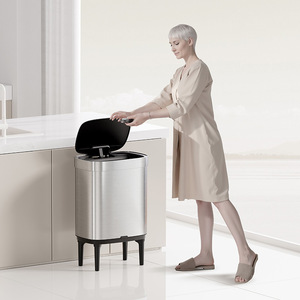 Cubo de Basura Inteligente Huajiang, Redondo, con Detección de Movimiento, Acero Inoxidable, Sensor Automático, Batería Recargable Integrada, para Cocina y Sala de Estar - Product Image 4