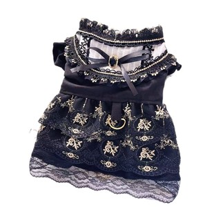 <b>Cat</b> And Dog <b>Clothes</b> Spring Summer Gothic Gold Thread Dress For Small Medium Dogs Bichon Frise Pomeranian Elegant Skirt - Product Image 5