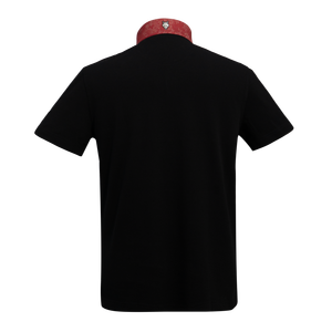 Polo à manches courtes noir pour homme, taille personnalisée, en coton piqué uni, logo brodé, boutons sur le devant, style décontracté chic - Product Image 4