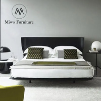 Meubles de chambre à coucher italiens, design moderne personnalisé, lit double en cuir BI-CAST, hôtel étoilé, loft, ensemble de draps de luxe
