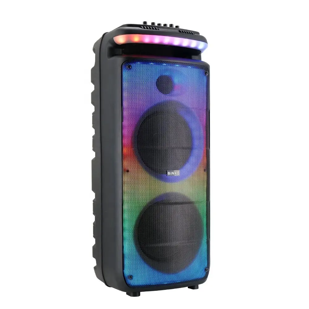 Chinese Manufacturer Cheap Price High Power Dual 8 inch Subwoofer Professional Karaoke DJ Speaker with LED Light