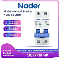 Disjoncteur miniature Nader NDB2-63 1p-4p MCB 1-63A Courbe de déclenchement B/C/D Protection contre les surcharges et les courts-circuits pour usage industriel