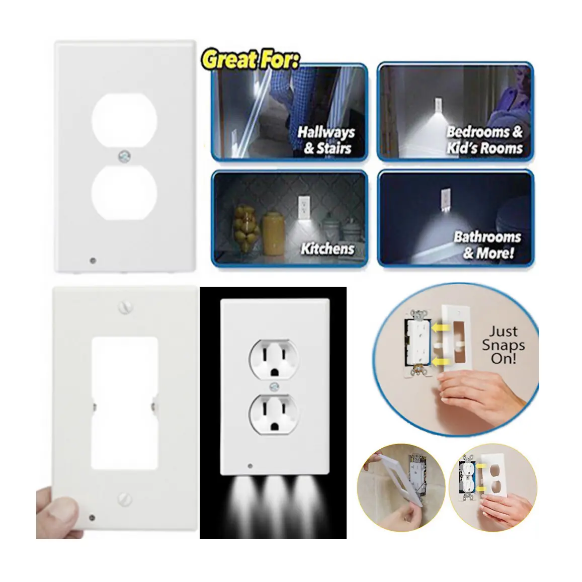 Popular Items American Standard Household White Color Wall Socket With Smart On/Off Night Light