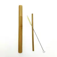 20CM uzun kullanımlık bambu pipet bambu seyahat çantası ile