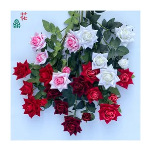 Único ramo 5 cabeça veludo rosa casa decoração flor artificial layout interior seda flor fabricantes atacado