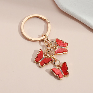 Rhinestone bướm <span class=keywords><strong>Keychain</strong></span> dễ thương vòng chìa khóa dầu nhỏ giọt bay động vật Móc chìa khóa cho phụ nữ cô gái Túi xách phụ kiện handmade - Product Image 2