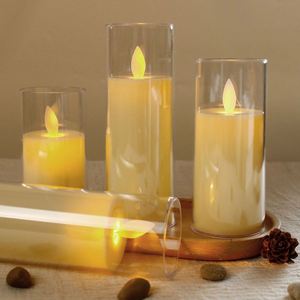 Battery Operated LED Candle Pillar 3D Flame Remote Control D5.5cm Wedding Birthday Party Christmas Easter Home Decoration <b>Table</b> - Product Image 4