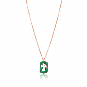 Delicate <b>Emerald</b> Zircon Stone Cross Design <b>Pendant</b> Turkish Wholesale Handmade 925 Sterling Silver Jewelry - Product Image 2