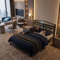 Bestseller: Eisen-Doppelbettgestell für Zuhause, Krankenhaus, Apartment, Suite, Schule, Ferienhaus - Schmiedeeisernes Bettgestell mit Ladefunktion