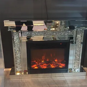モダンなデザインと売れ筋ミラー暖炉キラキラクリスタルダイヤモンドクラッシュミラー家具ミラー暖炉