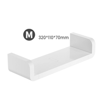Étagères adhésives multifonctionnelles simples à un seul niveau en plastique PS blanc pour cuisine, salle de bain, salon, sans perçage