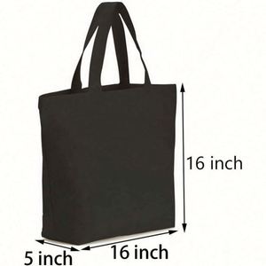 Bolsa de Compras de Algodón Reutilizable Ecológica, Color Beige Crema y Negro, Bolsas de Mano Lisas de Lona con Logotipo para Mujer, Bolsas de Supermercado - Product Image 5