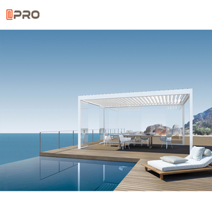 Pergola bioclimatique en aluminium galvanisé 12x16 avec certificat NFRC, design moderne, toit à lamelles avec éclairage LED - Product Image 5