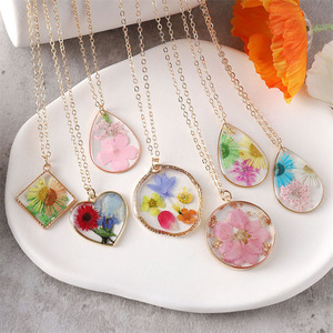 Haomi Nouveau Français Vintage En Alliage De Zinc Fleur Séchée Géométrique À La Mode Pendentif Collier Forêt Pastorale Naturel Petit Floral - Product Image 1