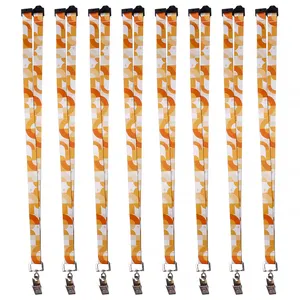 Cordón promocional de poliéster con impresión por sublimación de 25mm, cordón de seguridad para cuello con logotipo personalizado con clips metálicos