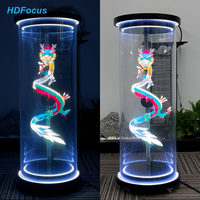 Mini projecteur holographique 3D en forme de ventilateur, solution d'affichage pour vitrine transparente cylindrique avec ventilateur holographique