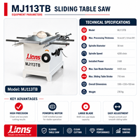 Scie à table horizontale MJ113TB robuste et de haute précision avec moteur pour la découpe de panneaux de bois