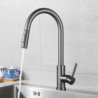 Robinet de cuisine en acier inoxydable, extractible, tactile, chaud/froid, multifonction, pour hôtel