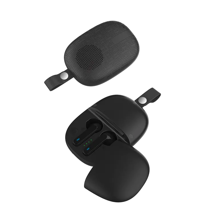 Portable wireless tws earbuds mini bluetooth speaker music player bluetooth earbuds deep bass sound effect